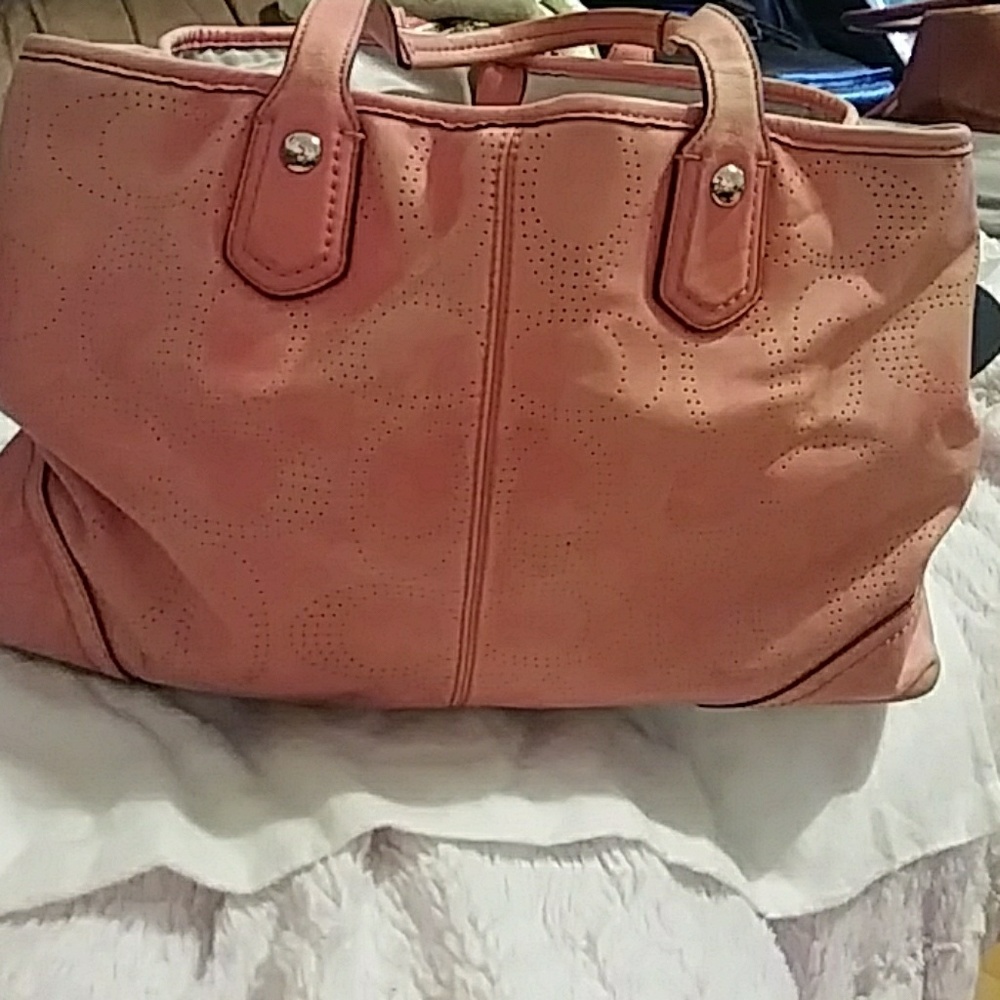 Coach pink distressed leather purse